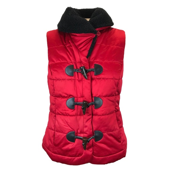 Ralph Lauren Red Black Toggle Sherpa Puffer Vest M - Picture 3 of 8